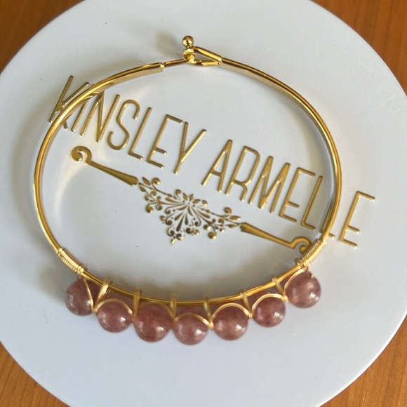 Kinsley Armelle Bracelet Wire Wrapped Strawberry Quartz Beads NWOT - Picture 1 of 8